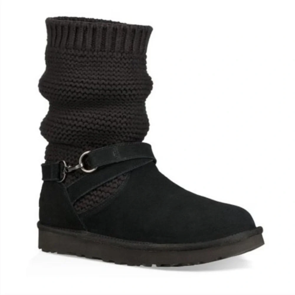 UGG Purl Strap Boot Black Size 7 New